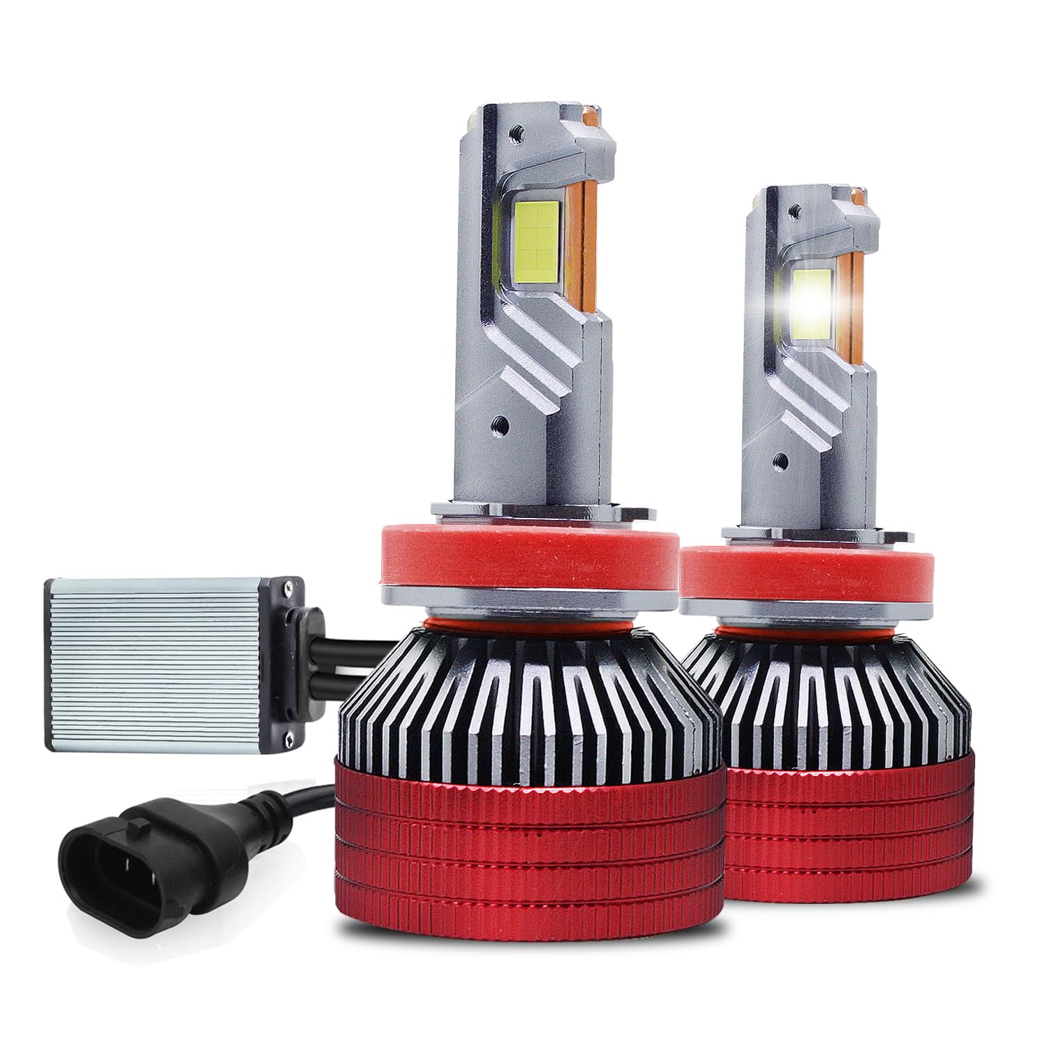 Carzex 300W Crystal Eye LED Headlight Bulbs H8/H11 | 20,000LM Brightness 6500K Cool White | High Power CSP LED Chip Fog Lights | 1 Year Warranty | 2 PCS, A10s Red-image-16