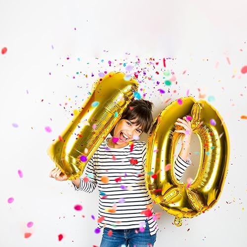 Miniatura 4 de Globos dorados del número 10 de 40 pulgadas, globos gigantes de helio para fiesta de cumpleaños de 10, boda, despedida de soltera, sesión de fotos,