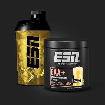 ESN EAA+, Lemon Iced Tea, 400 g, All 9 EAAs & Vitamin B6 | 3.2 g leucine per Serving, Ideal Solubility, Vegan – Made in Germany