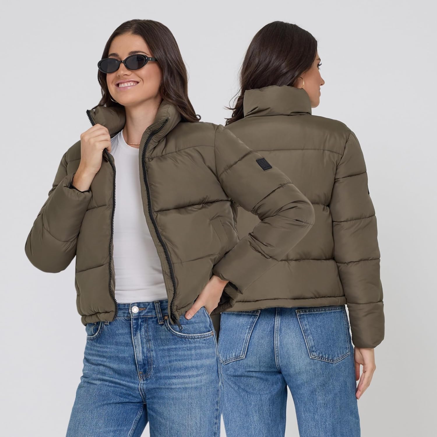 Steve Madden Cropped Puffer Jacket, Warm Winter Coats for Women, Trendy Cute Winter Jackets for Women