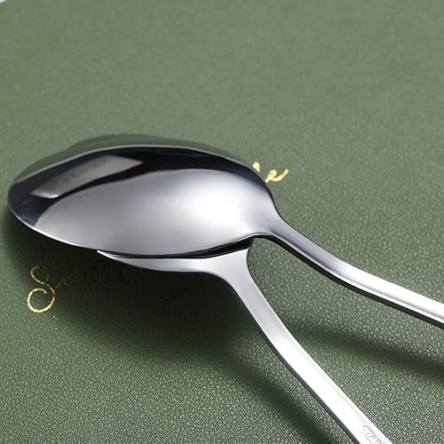 Miniatura 6 de Kyraton - 6 cucharas de mesa de acero inoxidable de 7.5 pulgadas, cucharas de sopa, cucharas de postre, cubiertos para lavavajillas, juego de 6