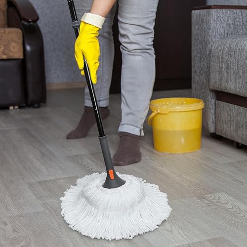 Miniatura 6 de TrueYee Trapeadores autoescurridores para limpieza de suelos, trapeador giratorio de microfibra con mango largo de 52 pulgadas, fregona doméstica