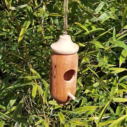 Miniatura 5 de Casas de colibrí de madera para colgar en el exterior, sin pintura, nido de madera natural para decoración al aire libre al jardín