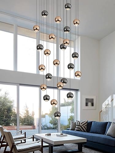 Miniatura 6 de Candelabro LED de cristal para escaleras, lámparas de techo grandes para techos altos, entrada, lámpara de iluminación moderna para villas y