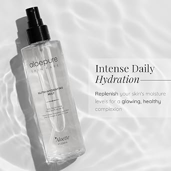 Aloette Nutri-Hydrating Mist After Sun Spray Aloe Vera Facial & Body Mist with Silk Amino Acids, Vitamins A, E, C & B5 Hydrating Face, Neck & Skin Spray for a Glowing Complexion 8oz