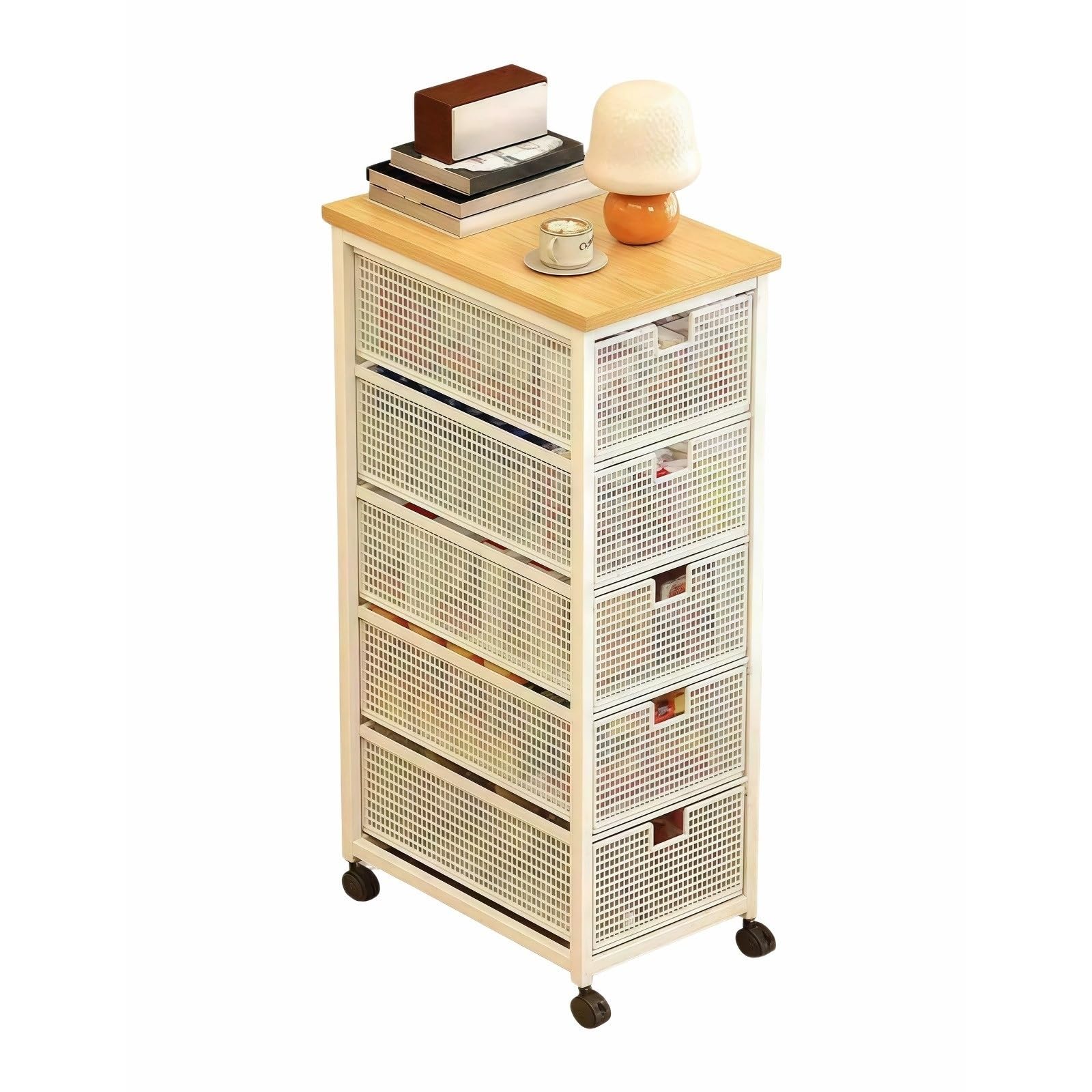 ZYYANSHOP Kitchen Storage Cart 6-Tier Narrow Rolling Cart Slim Drawer Storage Organizer for Snacks and Toys(White)