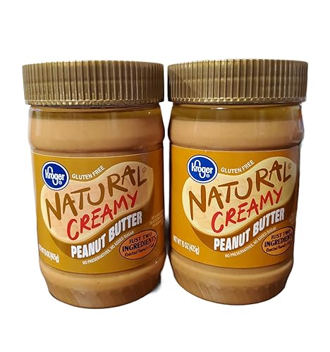 Kroger Mantequilla de maní cremosa natural de 15 oz (paquete de 2)