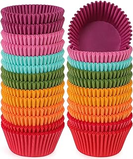 Caperci Rainbow Standard Cupcake Liners Bright Colorful Muffin Baking Cups 350-Count, Odorless, Upgraded & Food Grade Grease-Proof Paper