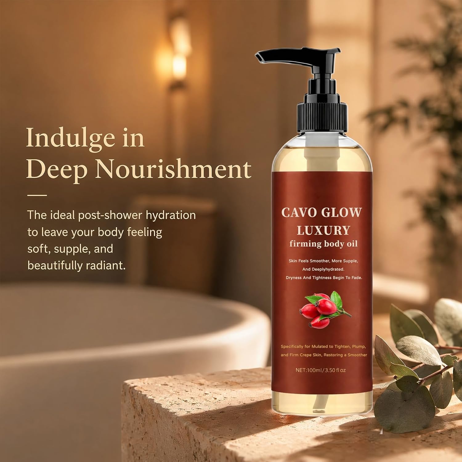 2026 Upgraded Cavo Glow Body Oil, Cavo Glow Luxury Body Oil for Crepe Skin, Firming Body Oils for Women, After Shower Hydration That Plumps, Fast Absorbing, Non-Greasy Formula (1 Bottle)