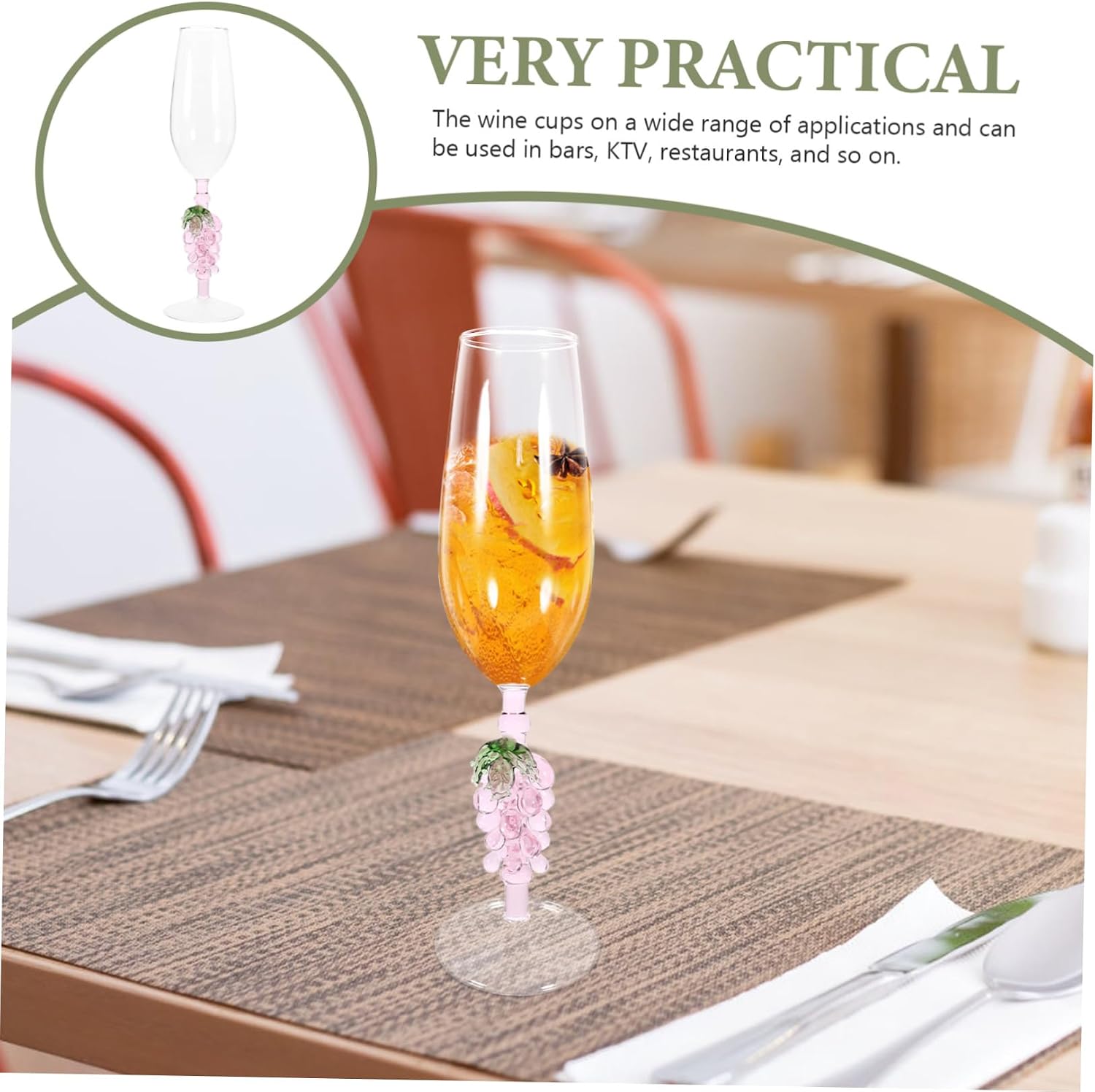 Footed Grape Glass Goblet Wine Flute for Parties Decorative Functional