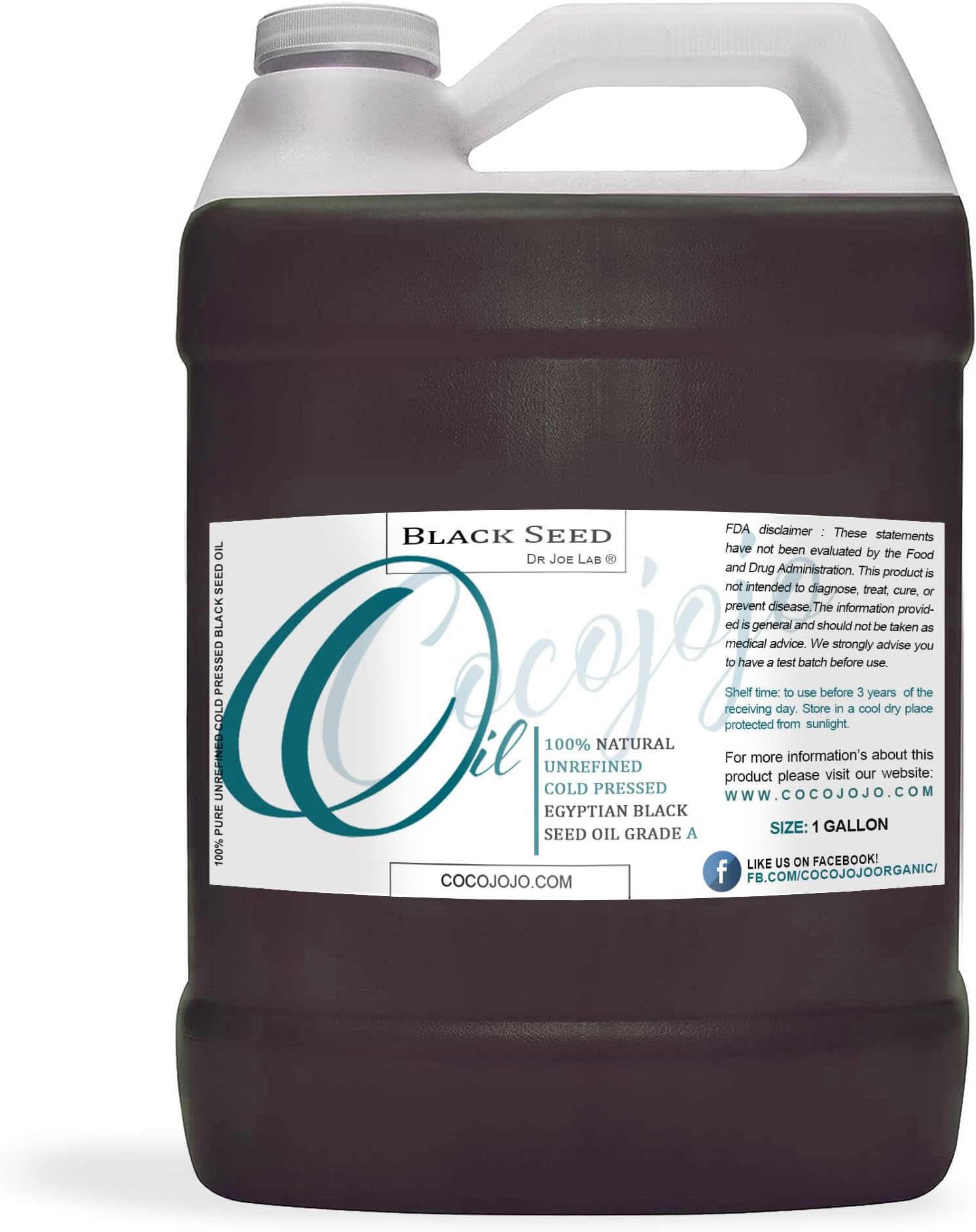 Dr Joe Lab Egyptian Black Seed Oil 128 oz 100% Pure Natural Black Cumin Seed Oil Unrefined Cold Pressed Extra Virgin 1 Gallon - Thera...