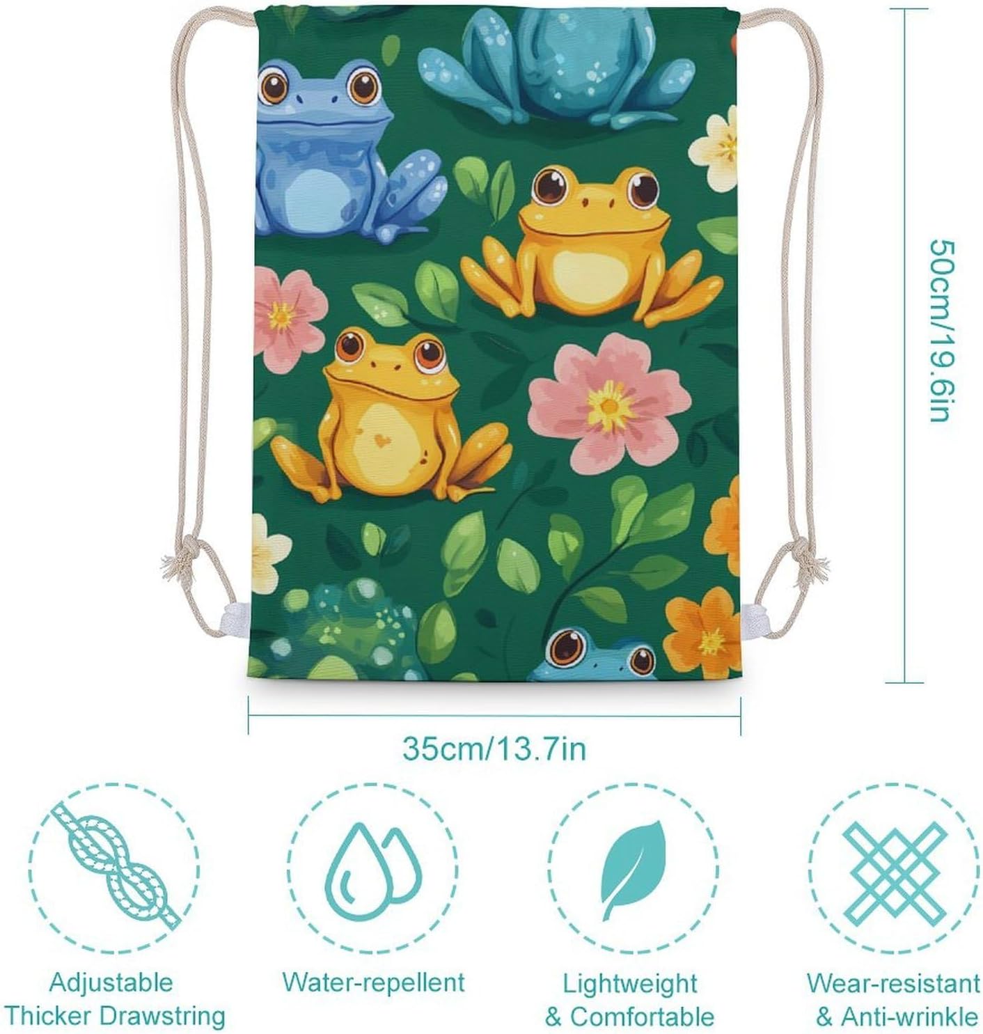 Frog Drawstring Backpack for Men Women Sports Gym Bag String Bag