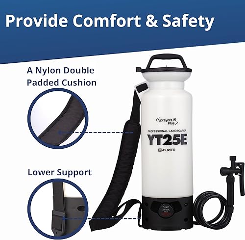 Miniatura 7 de Sprayers Plus YT25E - Pulverizador a batería de 2 galones en césped y jardín, iones de litio de 12 V con sellos Viton y junta tórica, varita de