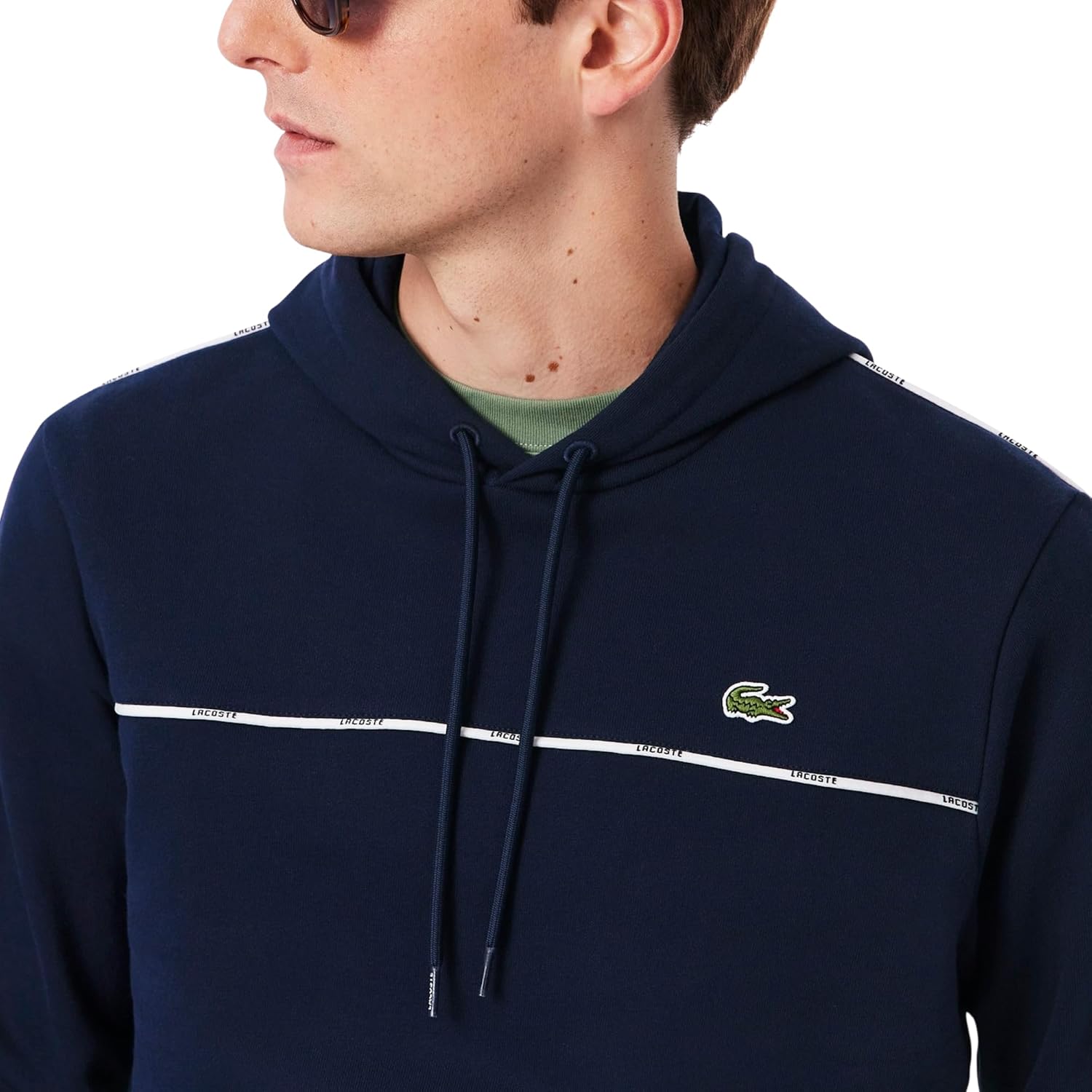 Lacoste mens Classic Fit Logo Stripe Sweatshirt - Image 3