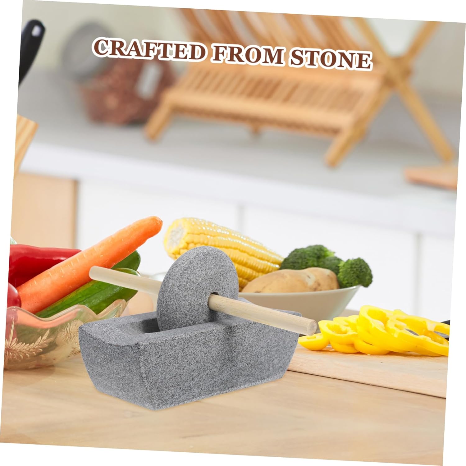 Generic 1 Set Traditional Stone for Tea and Coffee Manual Rolling Pestle Grinder for Home Use Efficient and Tea Leaf Grinding Preserves Flavor and Nutrients