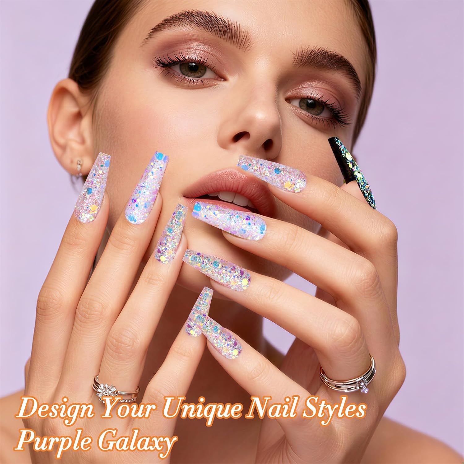 FNNZ Reflective Nail Glitter Flakes, Aurora Mermaid Scale Nail Sequins