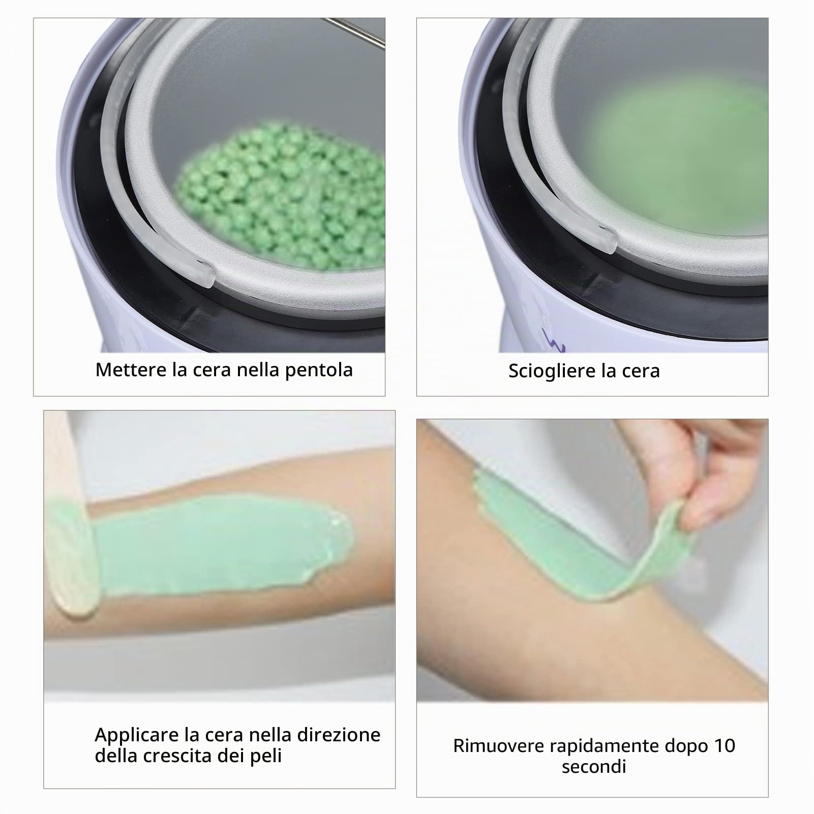 Scaldacera Professionale per Donne Epilatore Pot Depilazione Macchina Elettrica per Riscaldamento Cera per Tutti i Tipi di Capelli Gambe del Corpo Sopracciglio Viso Bikini Dispositivo per Cera Depilat