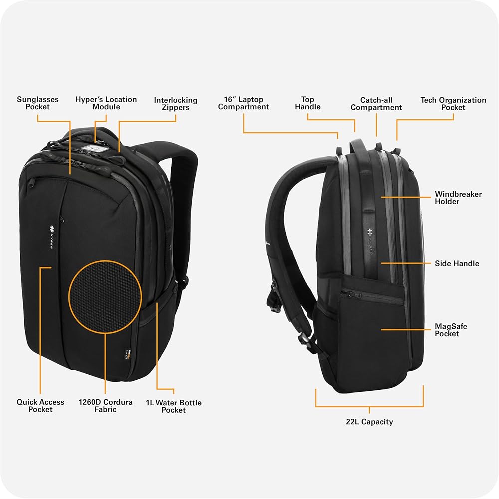 Amazon.com: HyperPack Pro 22L Slim Travel Backpack with 'Find My