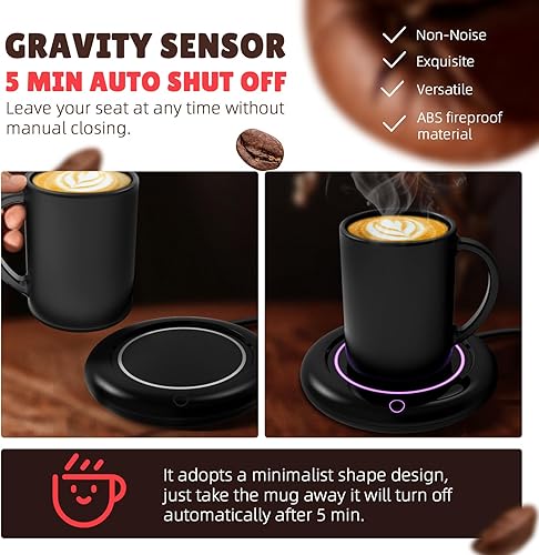 Miniatura 2 de Calentador de taza de café de 40 W con apagado automático para escritorio, calentador de tazas inteligente de 3 niveles de temperatura, calentador