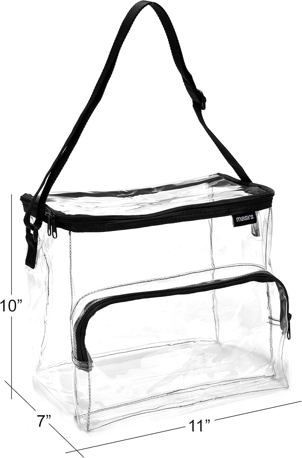 Masirs Clear Lunch Bag, Durable PVC Plastic See Through Lunch Bag with Adjustable Shoulder Strap Handle for Prison Correctional Officers, Work, School, Stadium Approved, Freezer Proof, (Large) - Image 2