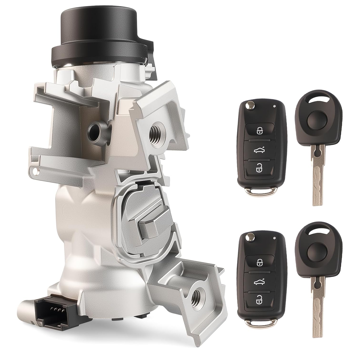 1K0905851 Ignition Switch Lock Cylinder Assembly with Intelligent Key Shell, fit for MK6 2006-2008 2009-2018 VW Jetta, 2004-2007 2010 2011 Golf, EOS, Rabbit, Tiguan Ignition Starter Switch