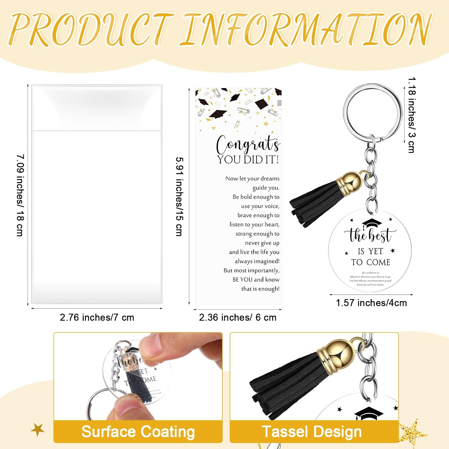Resurhang 30 Set Class of 2026 Graduation Gifts Bulk Metal Star Ballpoint Pens Acrylic Tassels Keychains Congrats Card Prom 2026 Graduation Party Favors for College High School Student Teacher(Black)