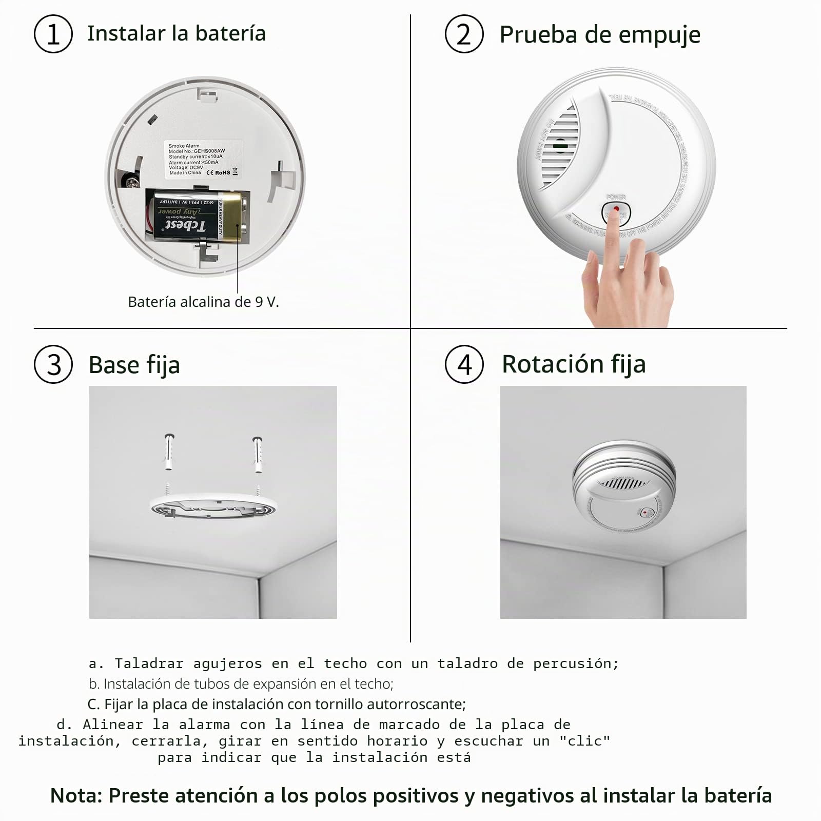 WiFi Detector de Humo, Sensor de Alarma contra Incendios inalámbrico, Sirena de Alarma contra Incendios inalámbrico Smart Life/Tuya con batería de 9V, Certificado EN 14604 (5 Piezas)