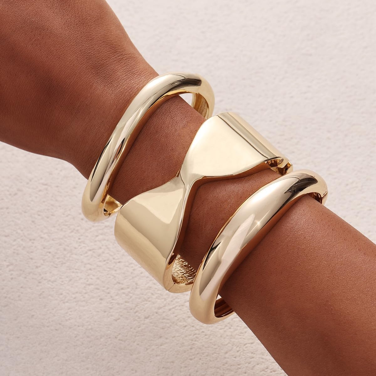 Chunky Gold Bangles Bracelets for Women Trendy Stack Statement Bangle Irregular Cuff Bracelets Fashion Jewelry Gift - Image 2