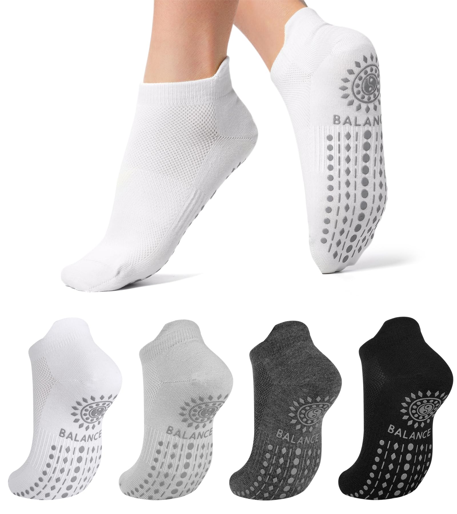 ILovDaisy Pilates Yoga Socken Damen 39-42, Stoppersocken Rutschfeste socken | Antirutschsocken Sneaker Socken mit Noppen, Abs Socken Noppensocken Mädchen für Trampolin Gymnastik Fitness Reha Zuhause