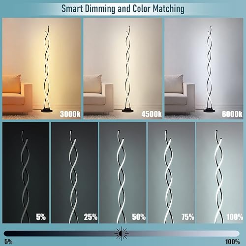 Miniatura 2 de Lámpara de pie, lámparas de pie LED modernas para sala de estar, lámparas de 2500 LM-40 W para sala de estar, lámpara de pie regulable con control