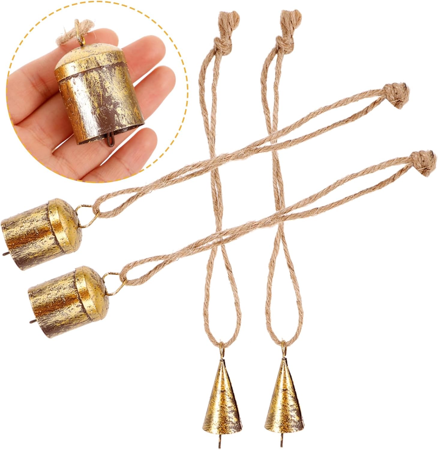 4pcs Vintage Metal Bells for DIY Crafting Retro Style Christmas Decorations Bell Charms for Holiday Festivities Lightweight and Easy to Hang for Creating Warm Atmosphere