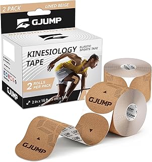Kinesiology Tape, 40 Count Precut Strips 2 Rolls, Original Cotton Elastic Athletic Tape for Muscle Strain Relief & Joint Support, Waterproof & Breathable Sports Tape for Support and Recovery