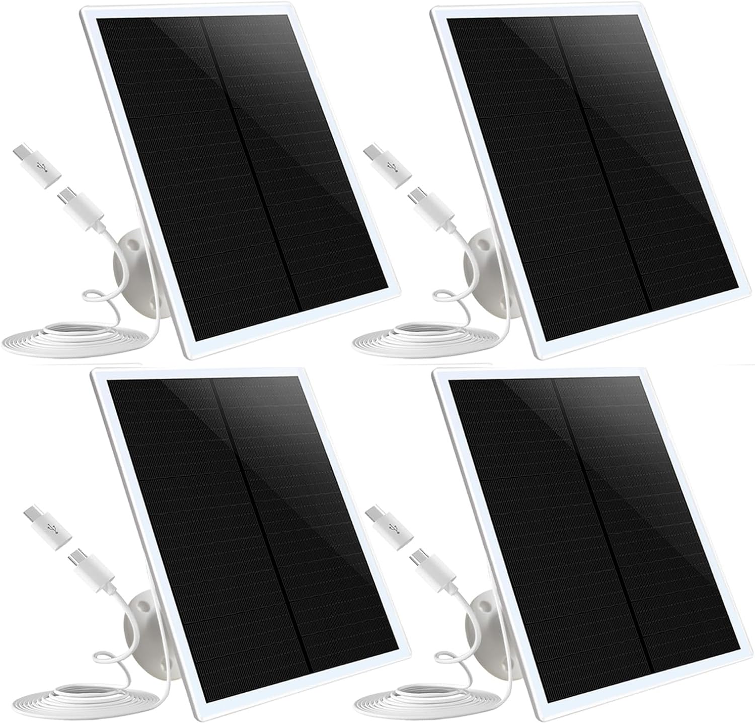 4 Pack Solar Panel Camera Charger Fit for Arlo Essential Spotlight/XL Spotlight/Essential 2k 2nd gen 2 Camera, Ring Spotlight Cam Plus/Spotlight Pro 5V 7W Solar Panel Fast Charging Cable