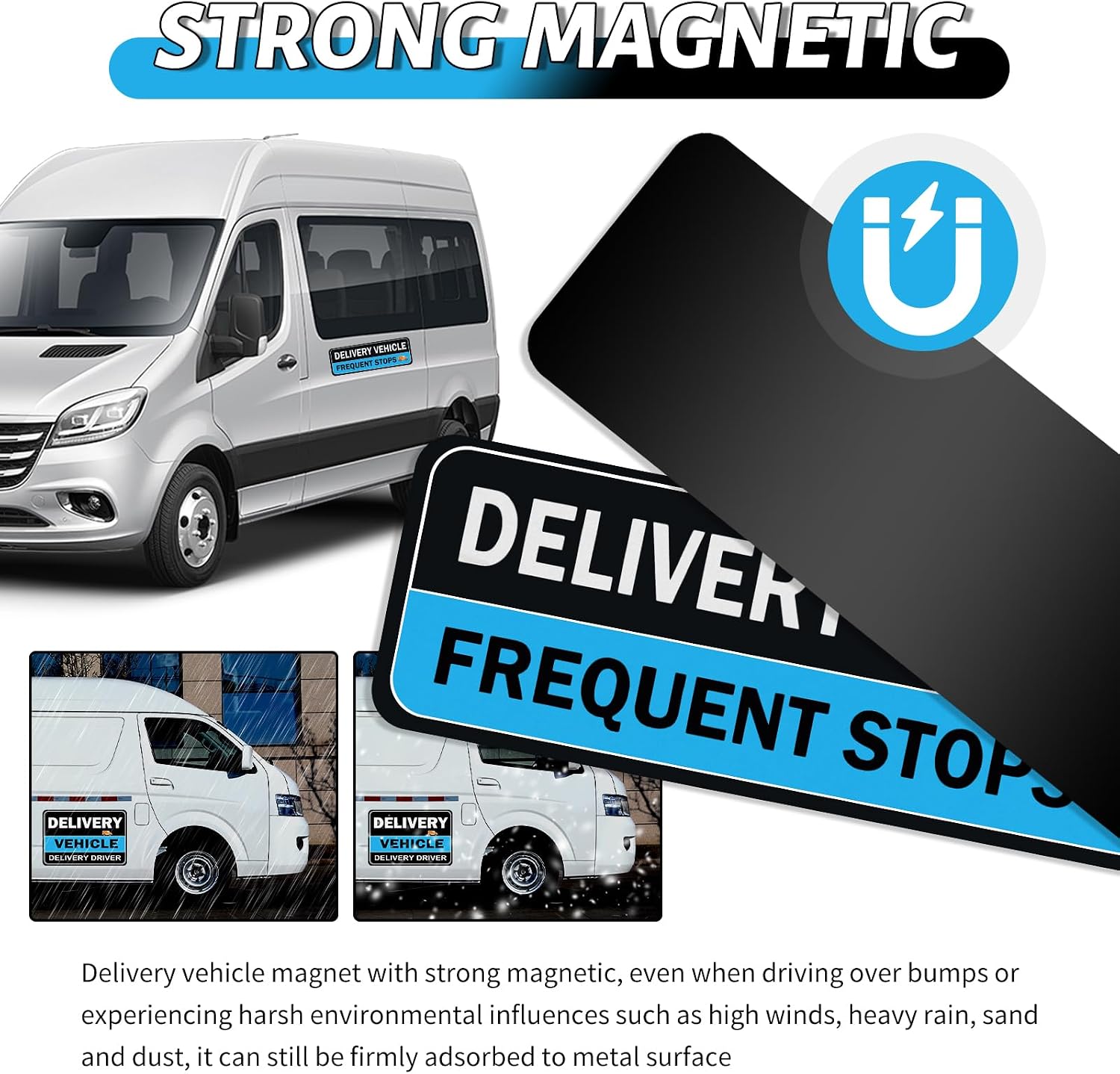 3PCS Delivery Driver Magnet for Car Reflective,Strong Magnetic Delivery Driver Sign Frequent Stops Car Magnet,Universal Deliveries Sign for Cars for Reminding Other Drivers