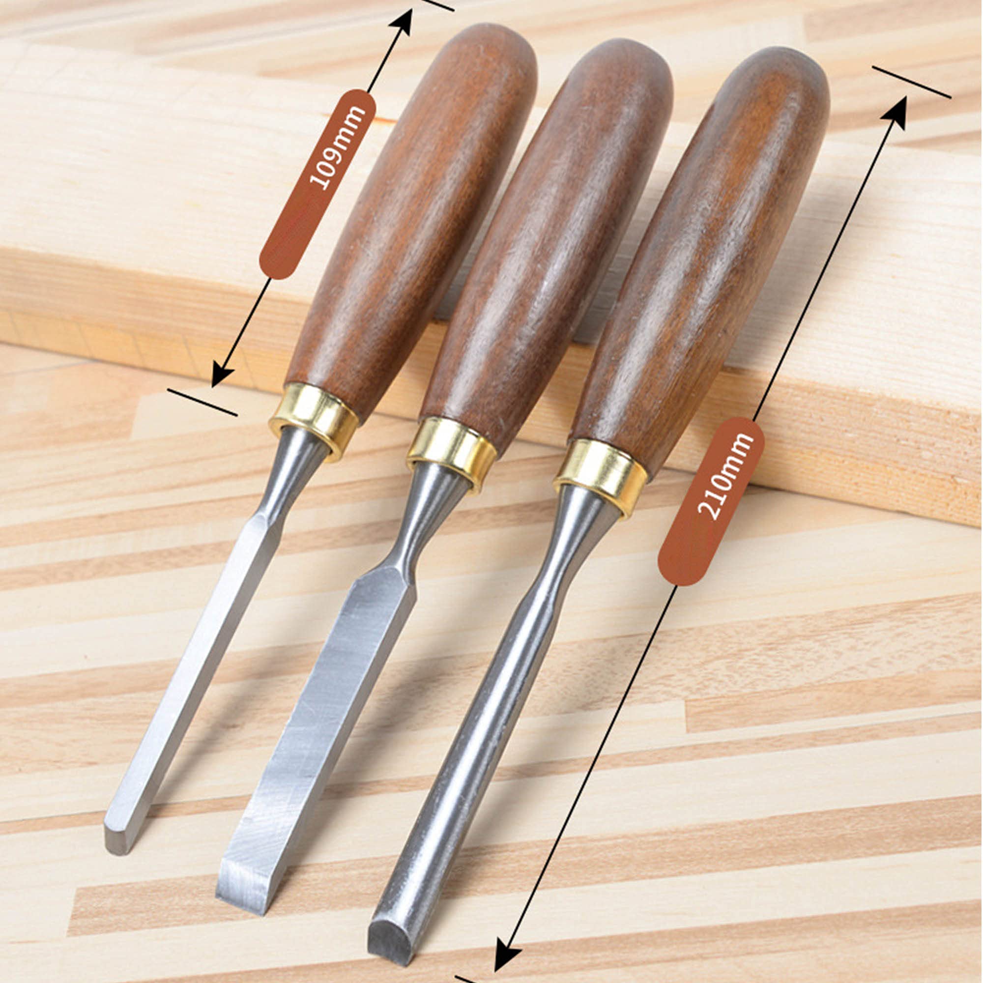 Cinceles para madera 12 piezas Juegos de formones de cinceles de mano para tallar madera acero al manganeso de 65Mn cinceles para madera para maderas duras y blandas