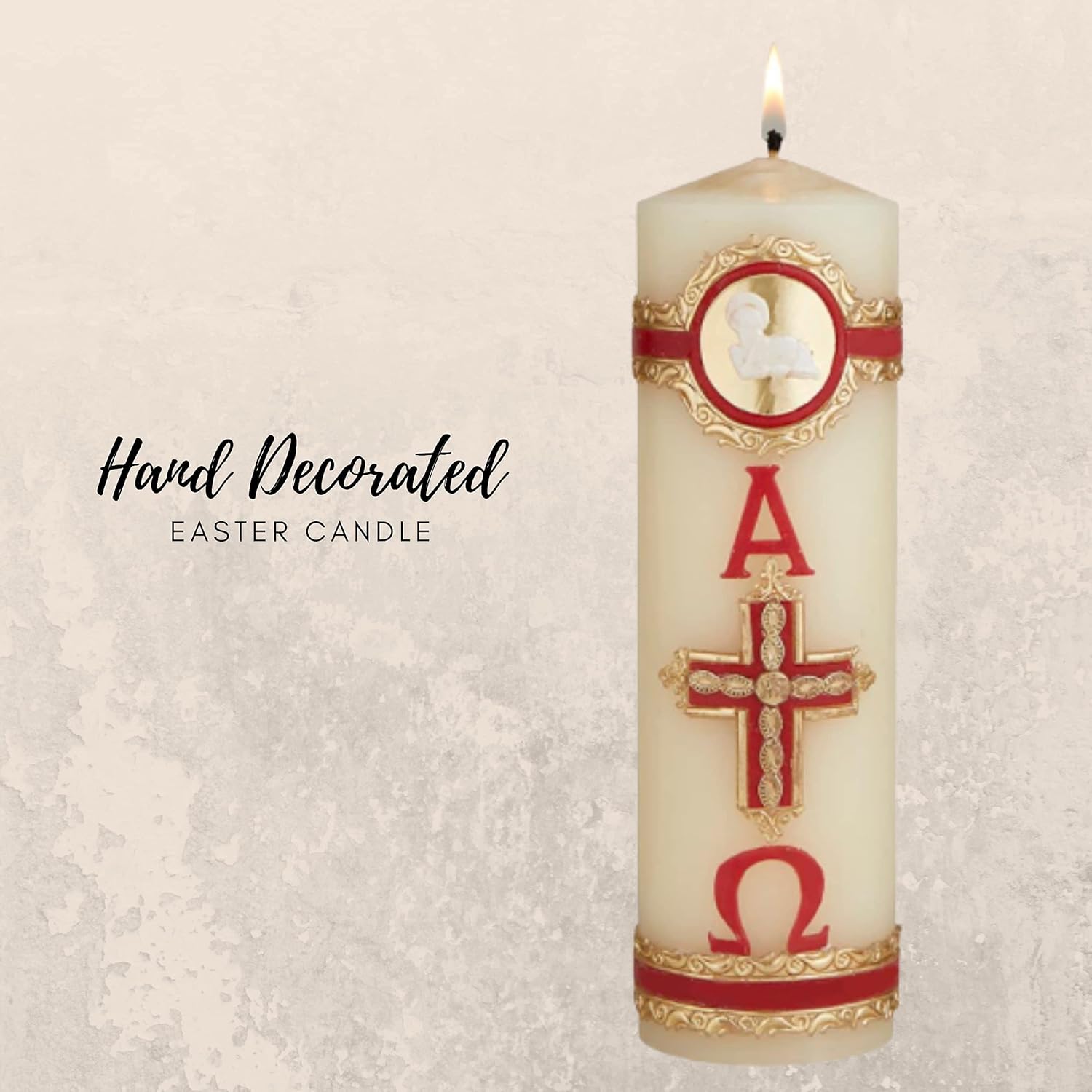 Needzo Lamb of God Paschal Candle Catholic Church Supplies, Home Prayer Space Sanctuary Decoration, Unscented Pillar Candles, 8 Inches