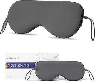 Nitetronic Sleep Eye Mask for Men Women, Updated Design Light Blocking Soft and Comfortable Night Eye Mask, Eye Sleep Shade Cover, Blocks Light Reduces Puffy Eyes Gifts, Eye Blinder for Sleeping