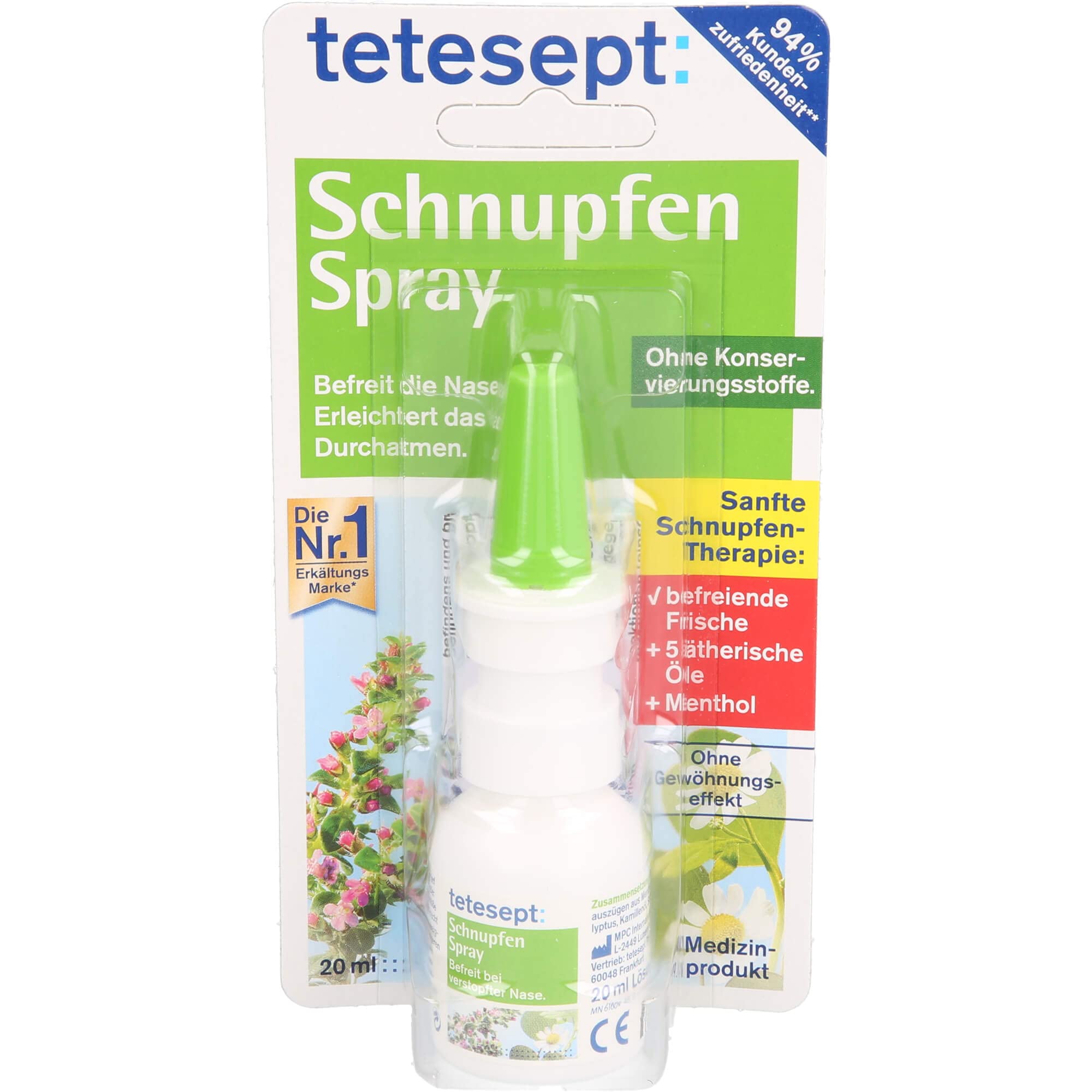 tetesept Schnupfen Spray – Nasenspray mit 5 ätherischen Ölen