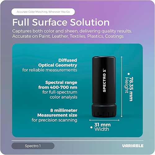 Miniatura 7 de Espectrofotómetro móvil Spectro 1 Pro - Coincidencia de colores, análisis visual - Espectrómetro portátil para coincidencia de pintura - Mide curvas