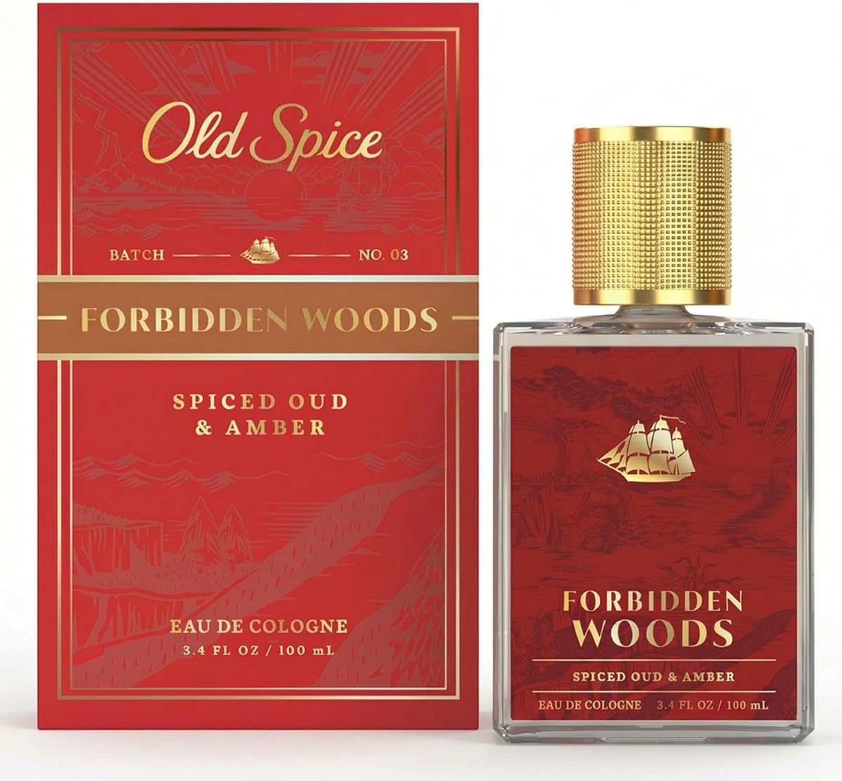 Old Spice Cologne for Men, Premium & Pairable Fragrance Spray, Forbidden Woods with Spiced Oud + Amber Signature Scent, Masculine & Sophisticated for Day & Night Wear, Eau de Cologne, 3.4 fl oz