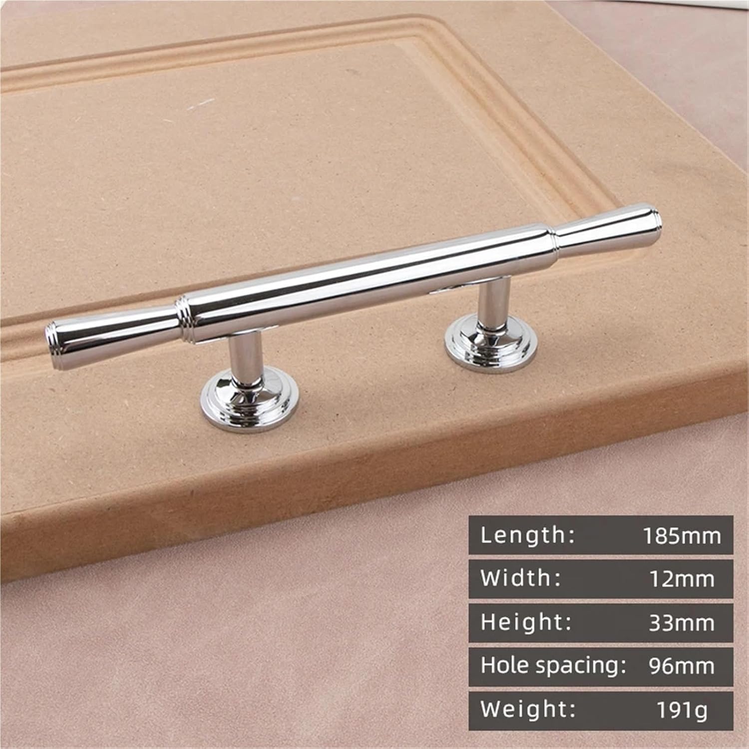 Solid Brass Chromium Silver Handle Kitchen Cabinet Simple Drawer Long 1Pcs(21-185mm-96)