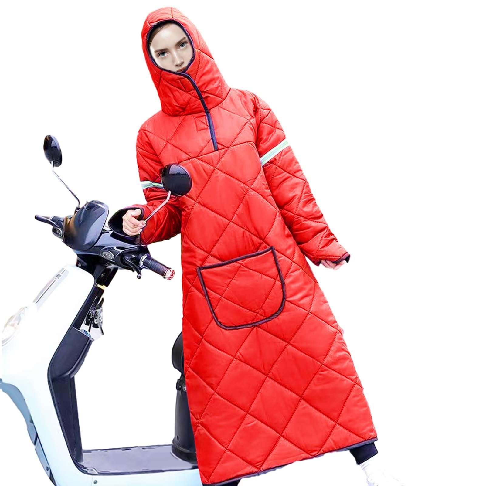 Teksome Housse Chaude pour Jambes de Scooter - Maillot de Cyclisme d'hiver rembourré et épais avec Bandes réfléchissantes,Housse de Protection imperméable Contre la Pluie pour cyclomoteur, Couverture