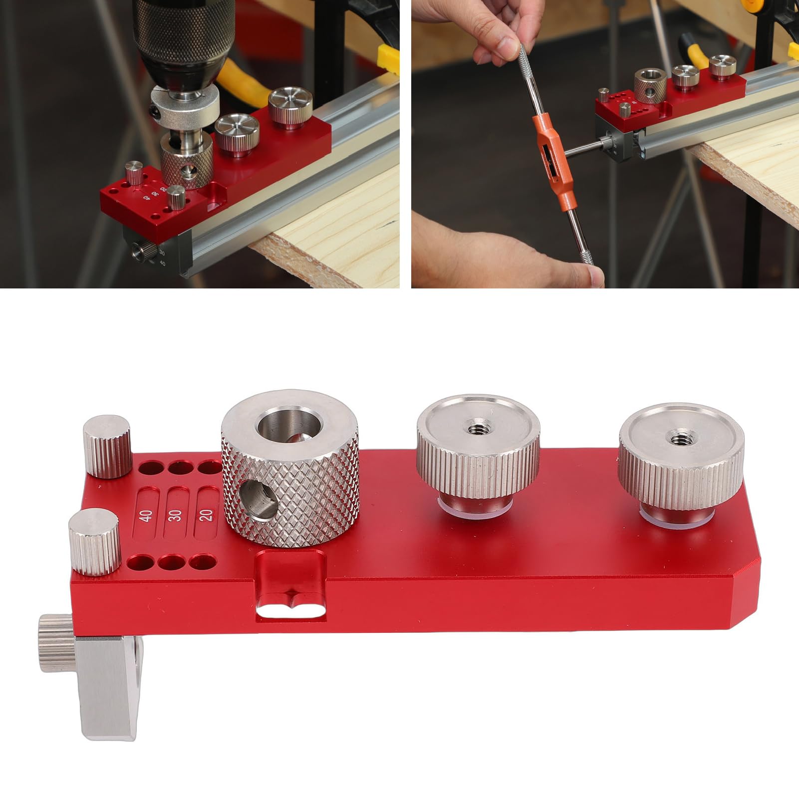 Luocute Bohrlehre für Aluminiumprofil-Bohrer, Bohrlehre aus Eloxierter Aluminiumlegierung für Profile der Serien 20, 30 und 40, mit M6-M8-Senkbohrer und Rundschaft