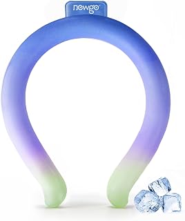 NEWGO Neck Cooling Tube, Neck Cooler for Summer, Blue Yellow Mix, 1 Pack | Hands-free Wearable Cooling, Reusable Ice Ring for Gardening, Menopause Hot Flashes, and Outdoor Sports