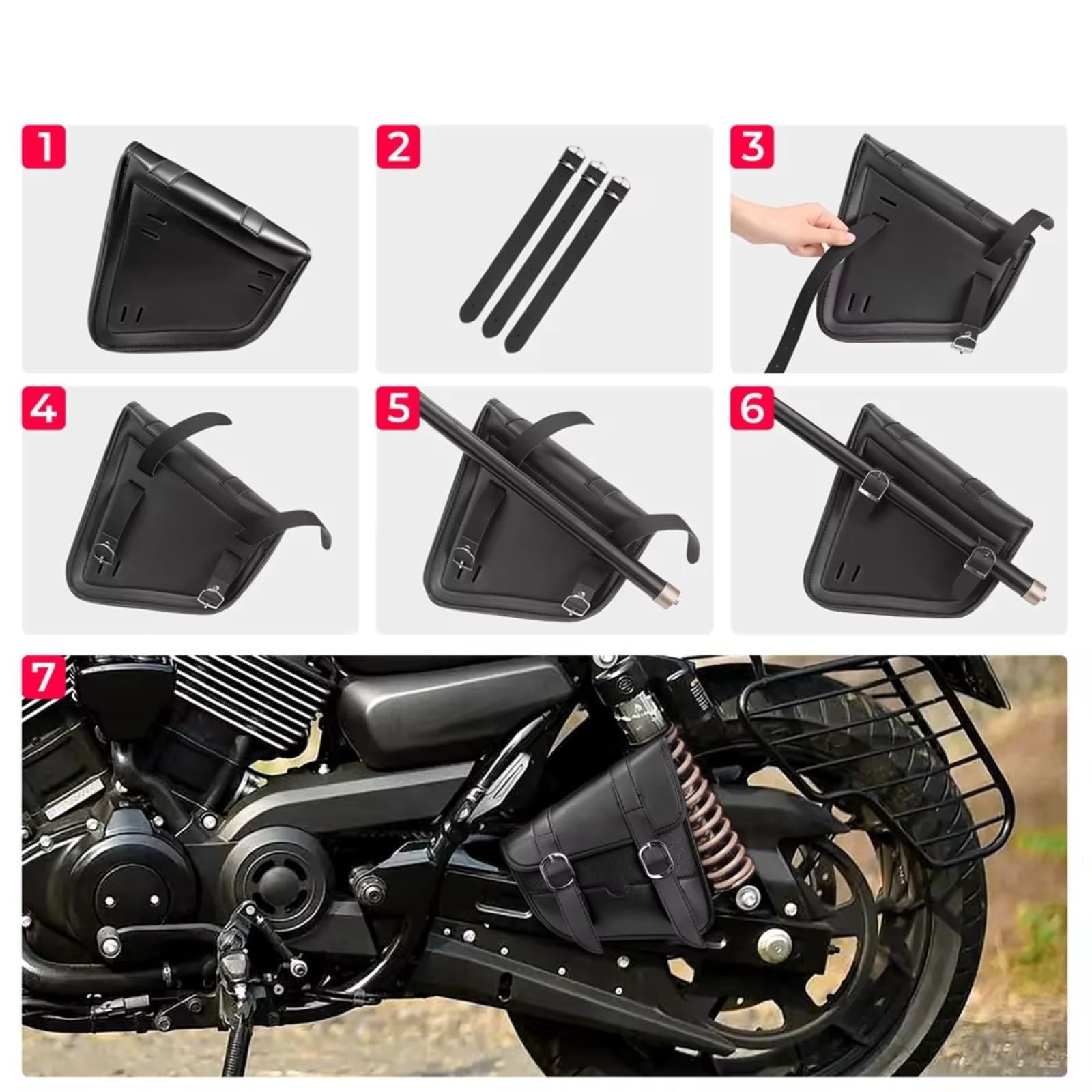 Compatibile Con Sportster Per Street 750 Iron 883 Borsa Laterale Moto Borse Forcellone Strumento Custodia Sintetica Impermeabile Sacche Moto(B)
