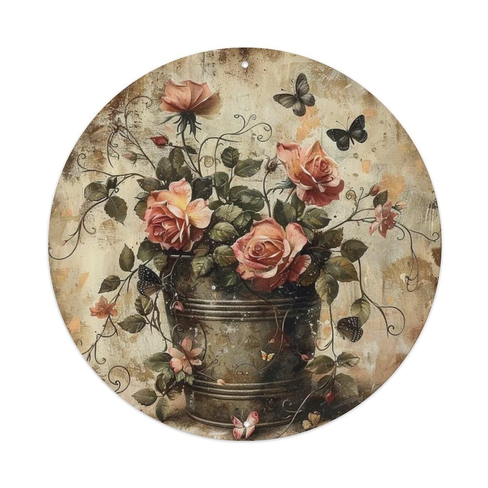 Igtefte Vintage Floral 1 Tin Sign Style Home Bar Garden Wall Plaque Decor Metal Poster 8X8 Inch
