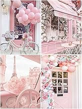 DCIDBEI 30 x 40 cm 4 Piece Diamond Painting Kit Round Diamond Painting 5D Landscape Paris Romantic Adults Gift Birthday Wedding Party Wall Decoration Pink