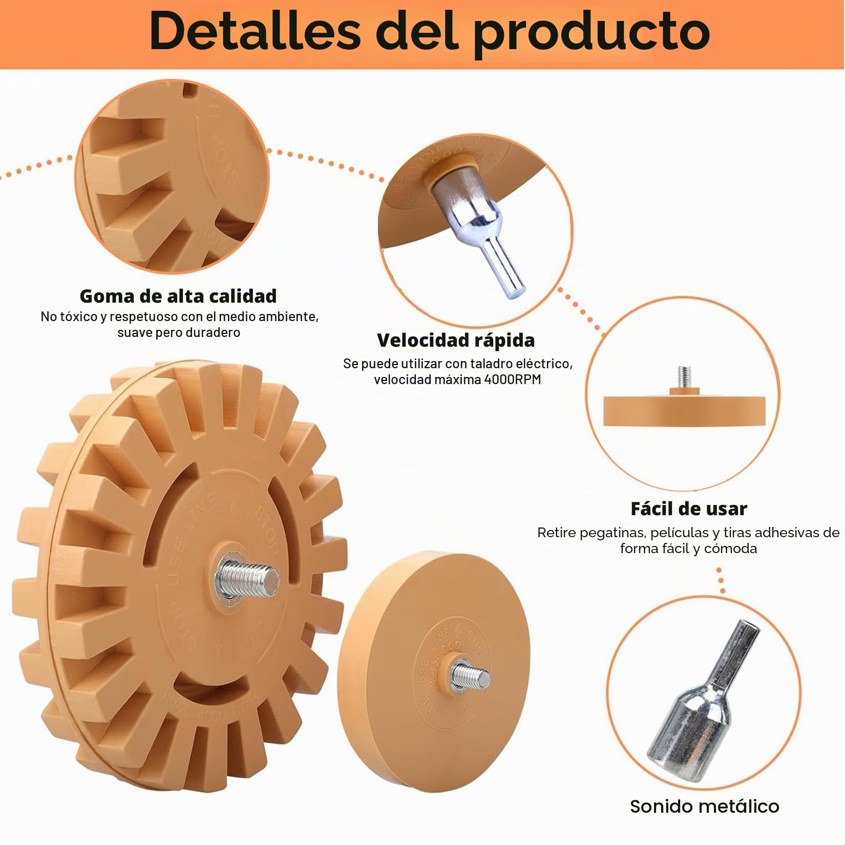 Borrador Calcomanía 2 Piezas Removedor de Calcomanías de Vinilo para Ruedas con Adaptador de Taladro con Adaptador de Taladro para Retirar Quita Pegamento Adhesivo y Pegatinas