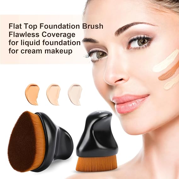 Foundation Makeup Brush,Kabuki Bronzer Brush for Blending Liquid, Cream Cosmetics with Ergonomic Handle (Matte Black)