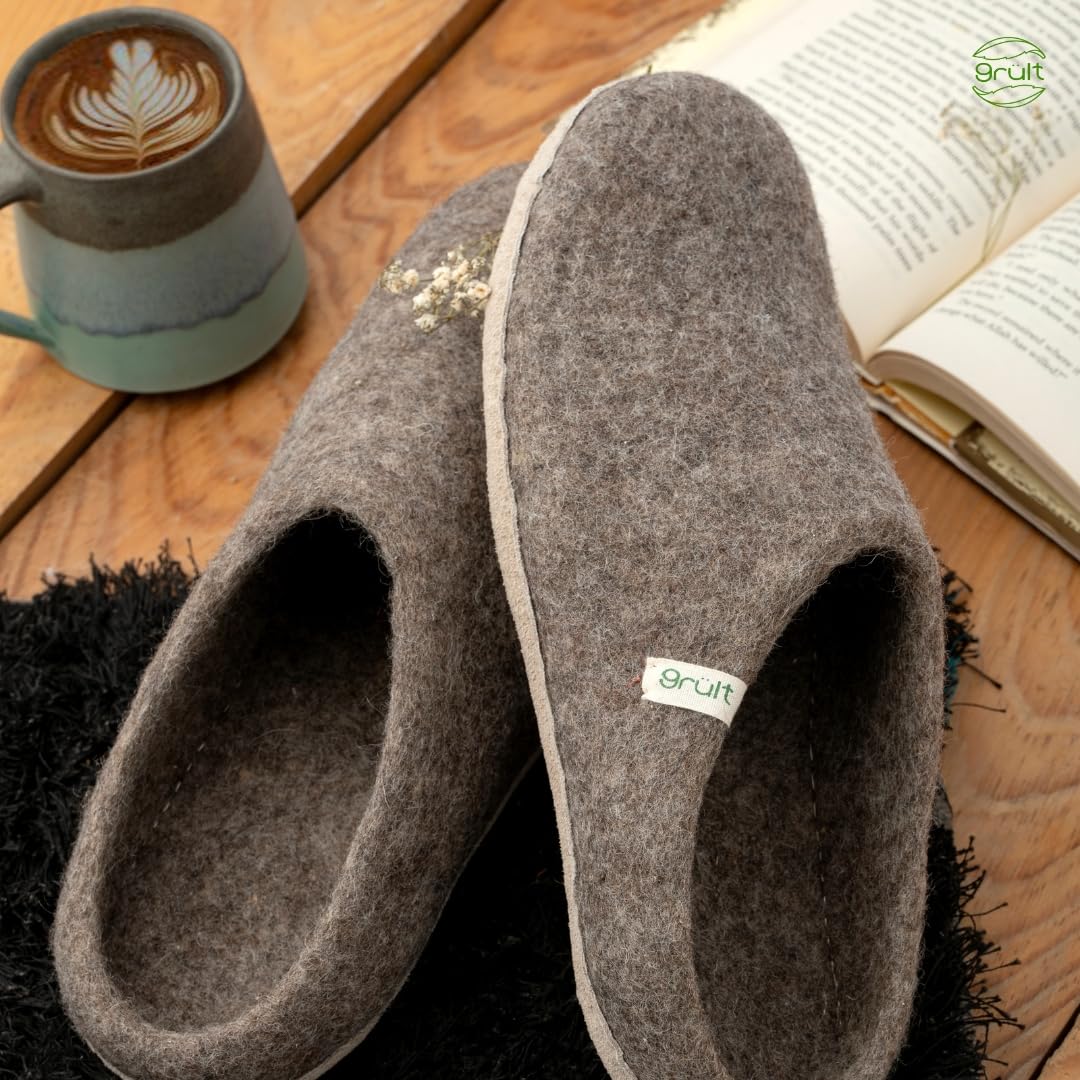 Pantuflas de fieltro de lana, pantuflas para hombre y mujer, suaves y acogedoras, calidad superior, suela de piel antideslizante